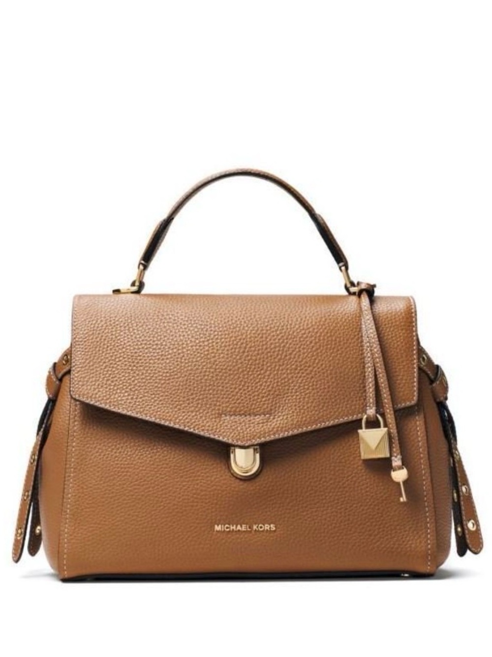 Michael Kors Brown Pebbled Leather Top-Handle Satchel